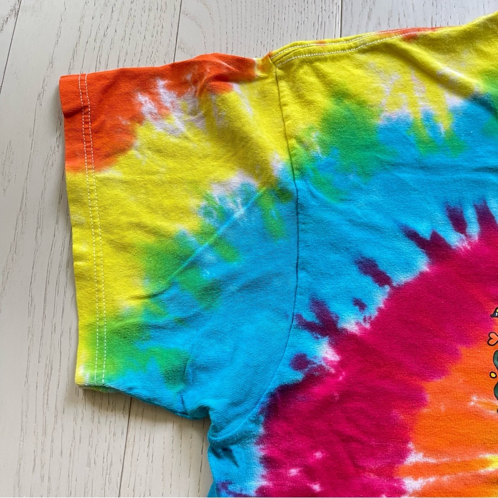 Vintage 90s Washington DC Colorful Rainbow Tie-Dye Delta Pro Weight T-Shirt - Picture 6 of 11
